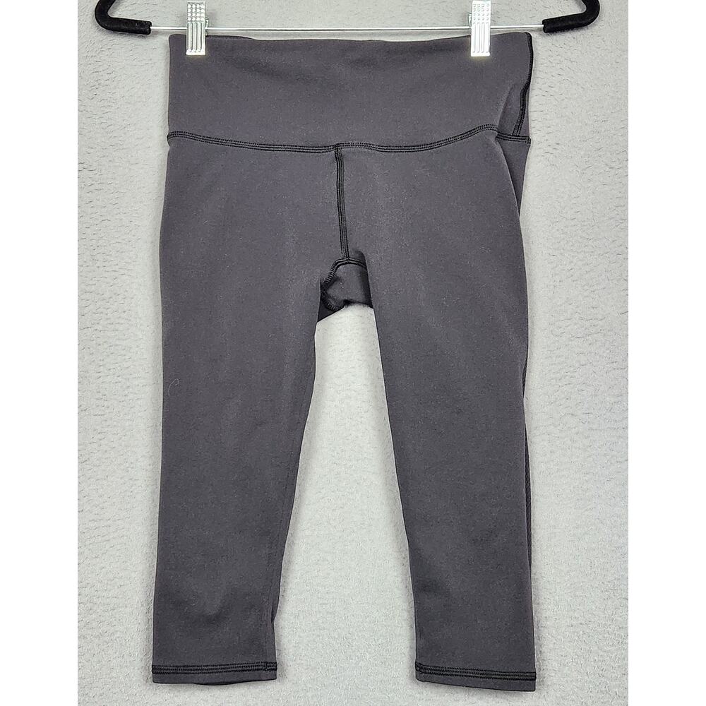 LULULEMON Reveal Crop 15" Mesh Midrise Leggings Womens Medium Black Athleisure